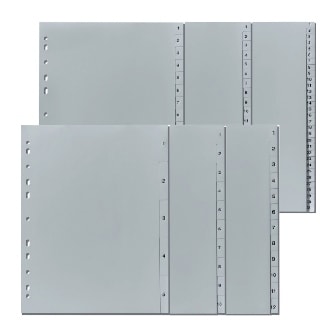 Divider Herlitz 230X297Mm Plastic Numerical 1-12 Grey  10843407