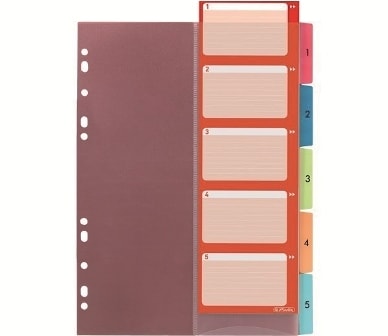 Divider Herlitz A4 Plastic W/Tabs Index  1-5 10913689