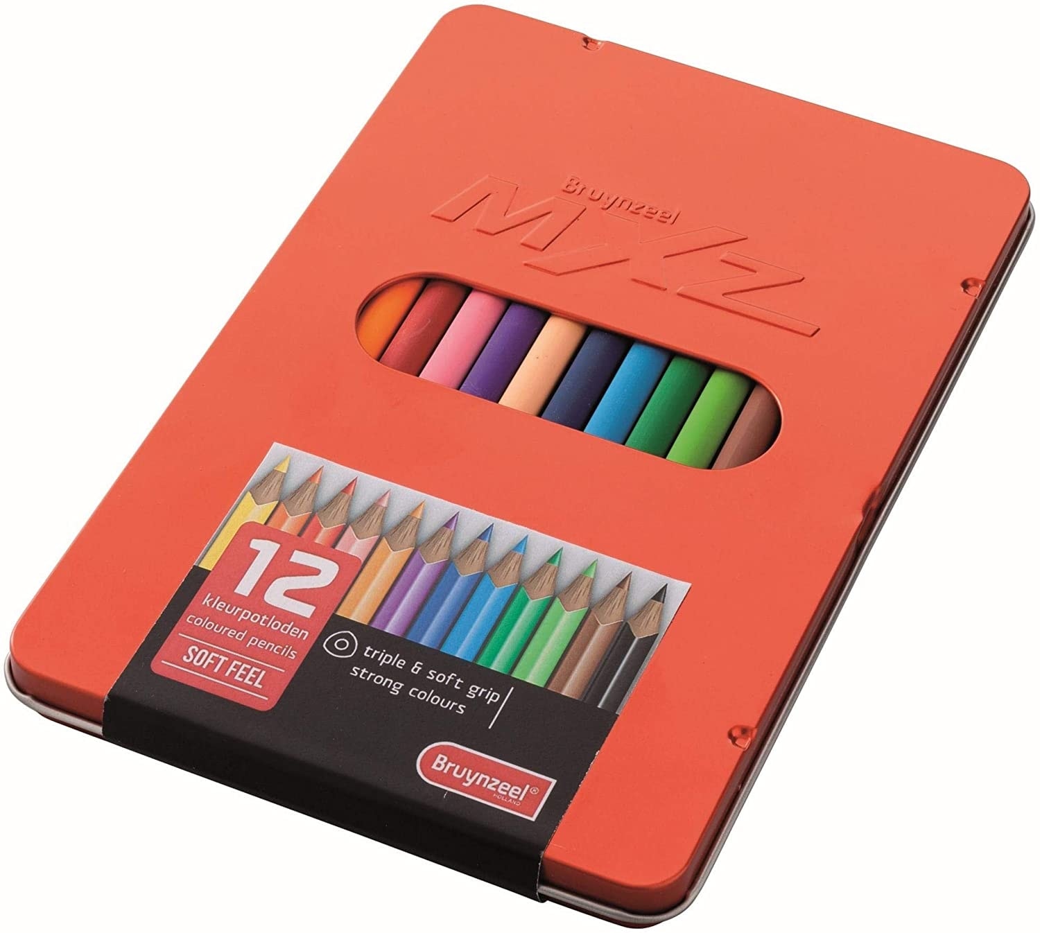 Colored Pencil Bruynzeel Mxz 12/Pack Soft Feel Tin Red