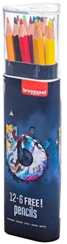 Colored Pencil Bruynzeel 12+6/Pack Dark Tin 60212018