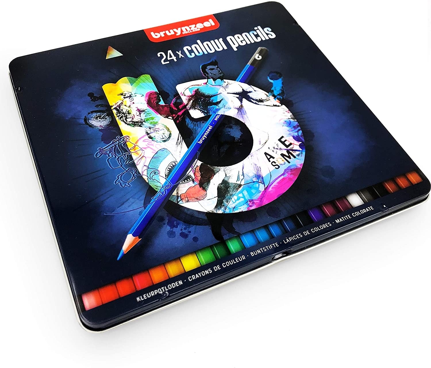 Colored Pencil Bruynzeel 24/Pack Dark Tin 60212024