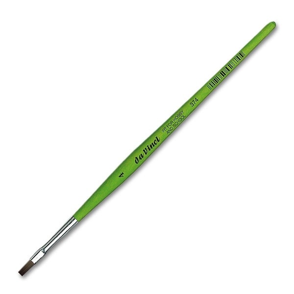 Davinci Brush Flat Fit Green Matt Handle School&Hobby 374 . Size 4