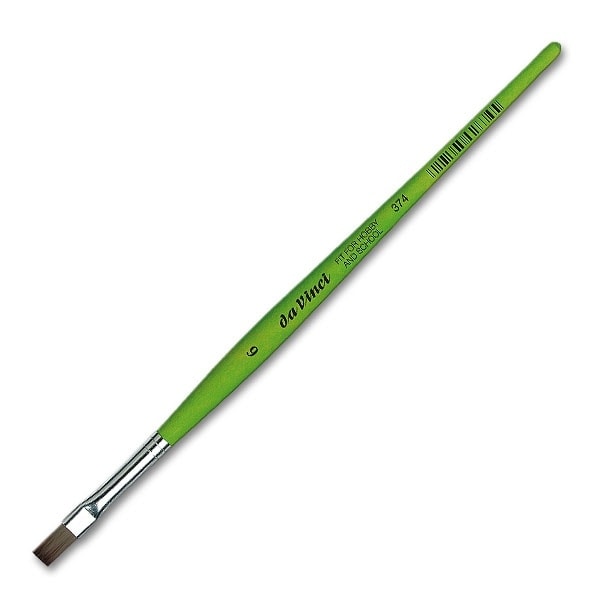 Davinci Brush Flat Fit Green Matt Handle School&Hobby 374 . Size 6