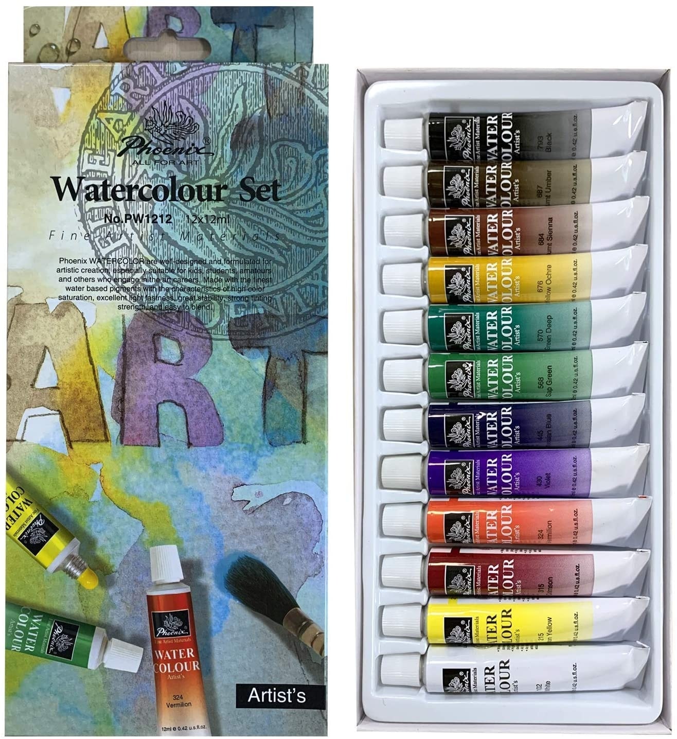 Watercolor Phoenix 12mL 12/Pack