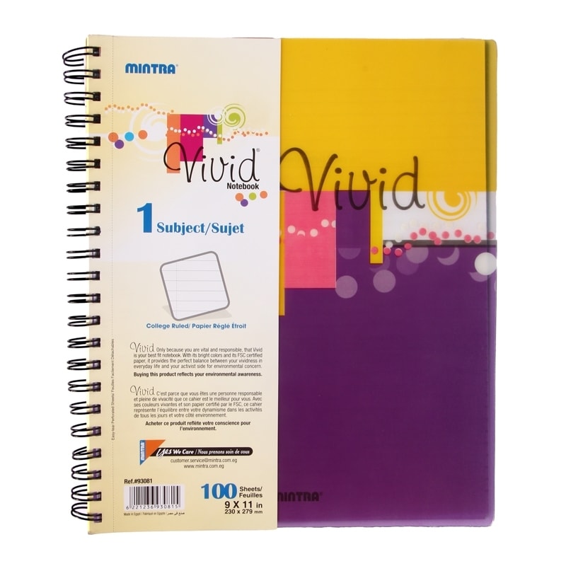 Notebook Mintra 23X27.9 Seyes 1Sub 100Sh Spiral Vivid 93083