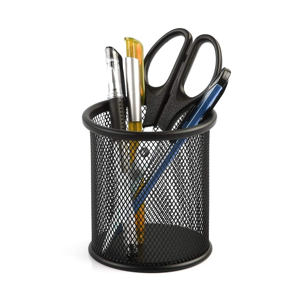 Pen Holder Comix Round Metal Small Holes Black B2259