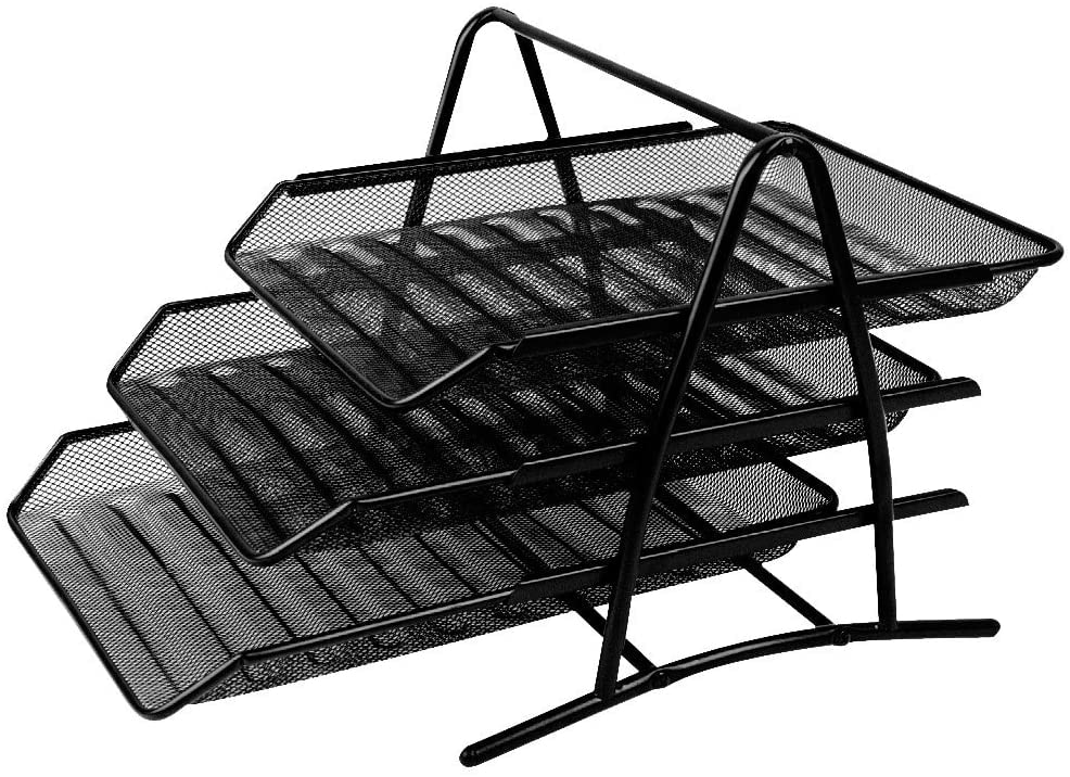 Letter Tray Comix A4 Metal 3-Tier Document Black B2163