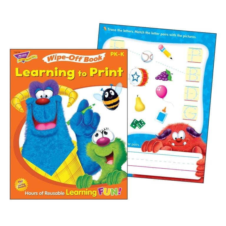 Wipe Off Book Trend,28 reusable pages, T94145 Learning To Print Furry Friends