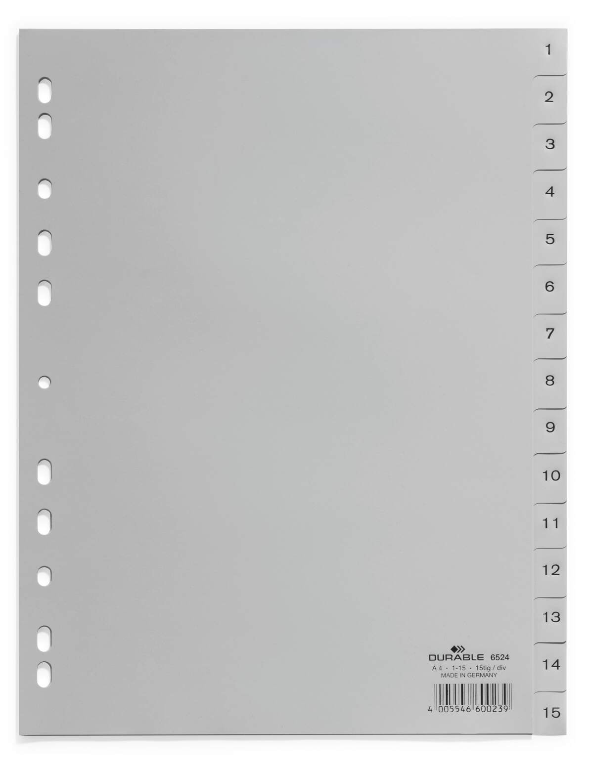 Divider Durable A4 Pp Numerical 1-15 Grey 6524-10