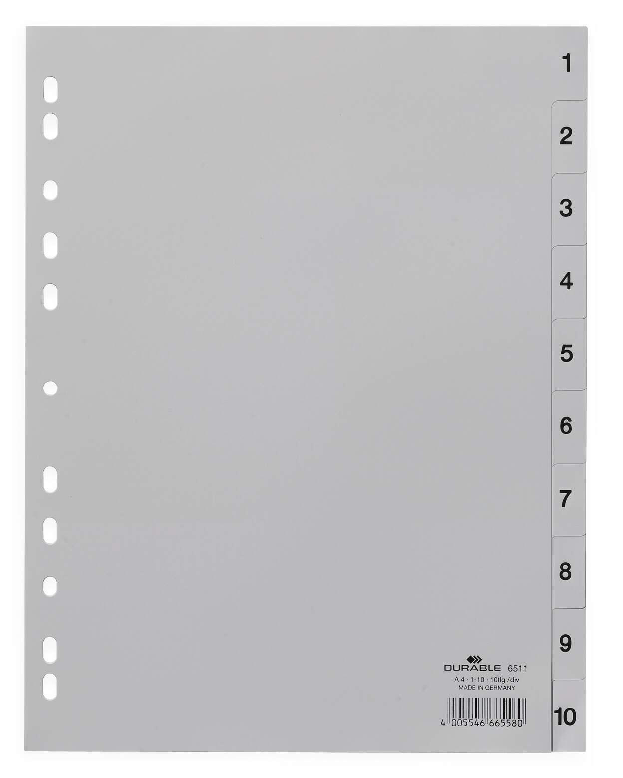 Divider Durable A4 Pp Numerical 1-10 Grey 6511-10