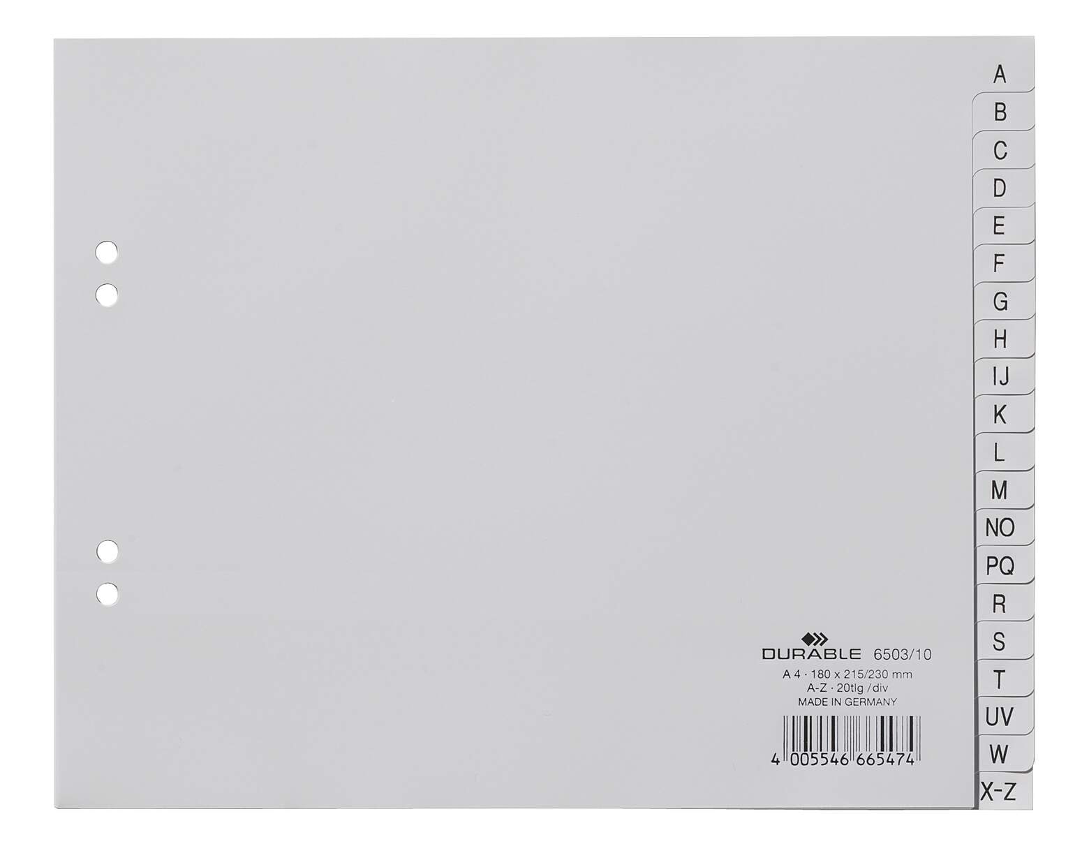 Divider Durable A5 Pp A-Z Grey 6503-10