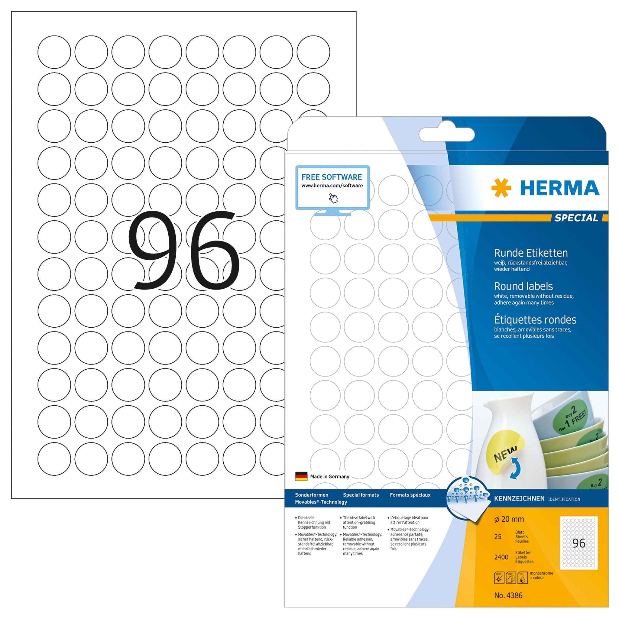 Label Herma Super Print A4  25Sh/Pack Round White