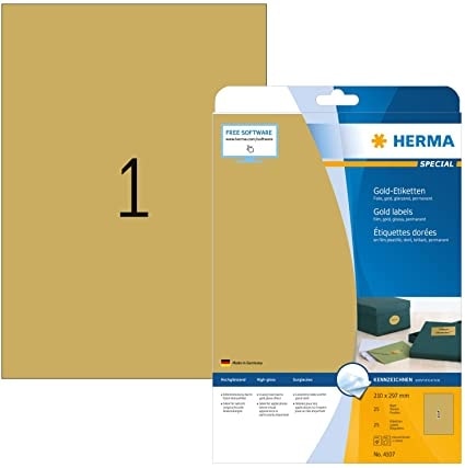 Label Herma Super Print A4  25Sh/Pack 210X297Mm Gold 4107