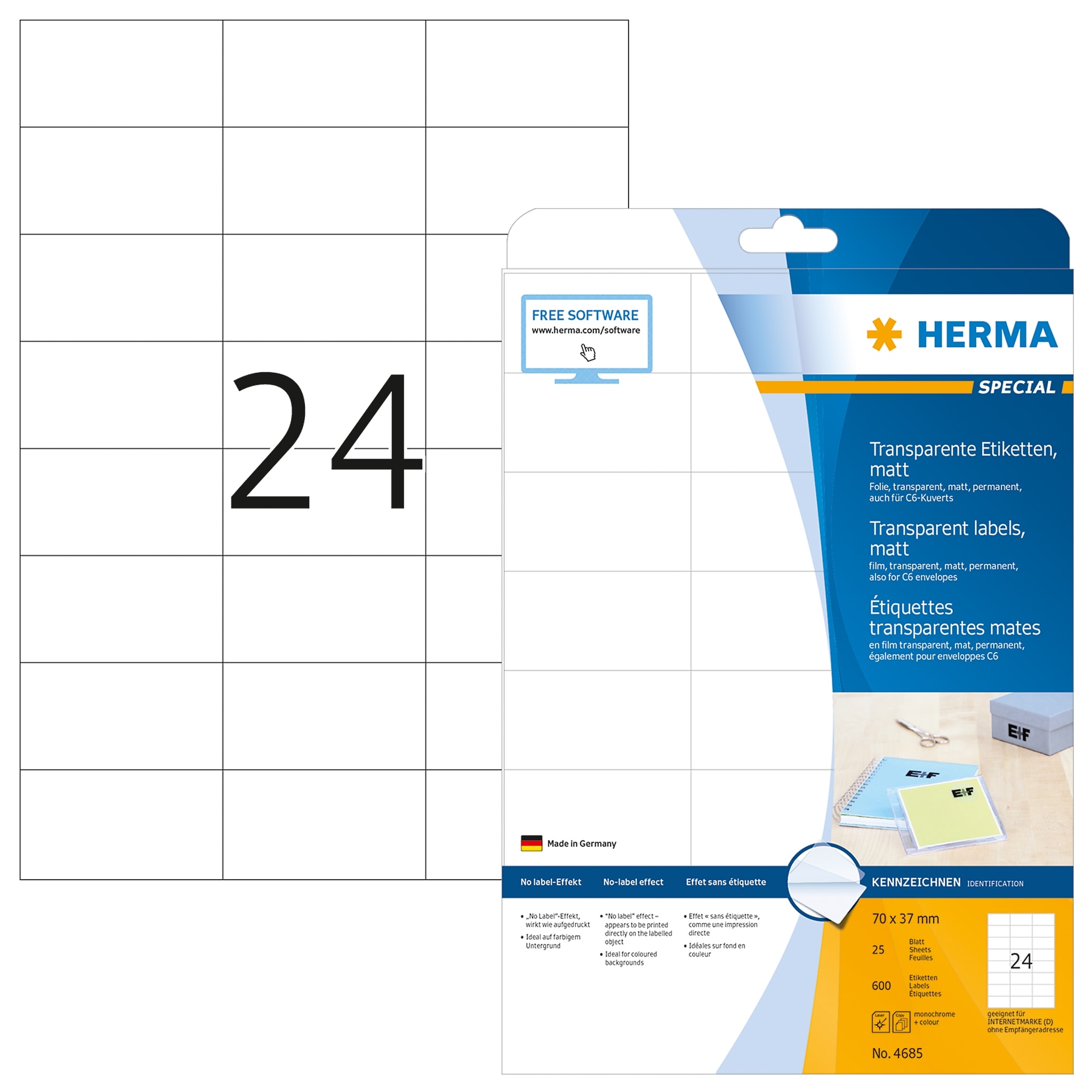 Label Herma Super Print A4  25Sh/Pack  Transparent