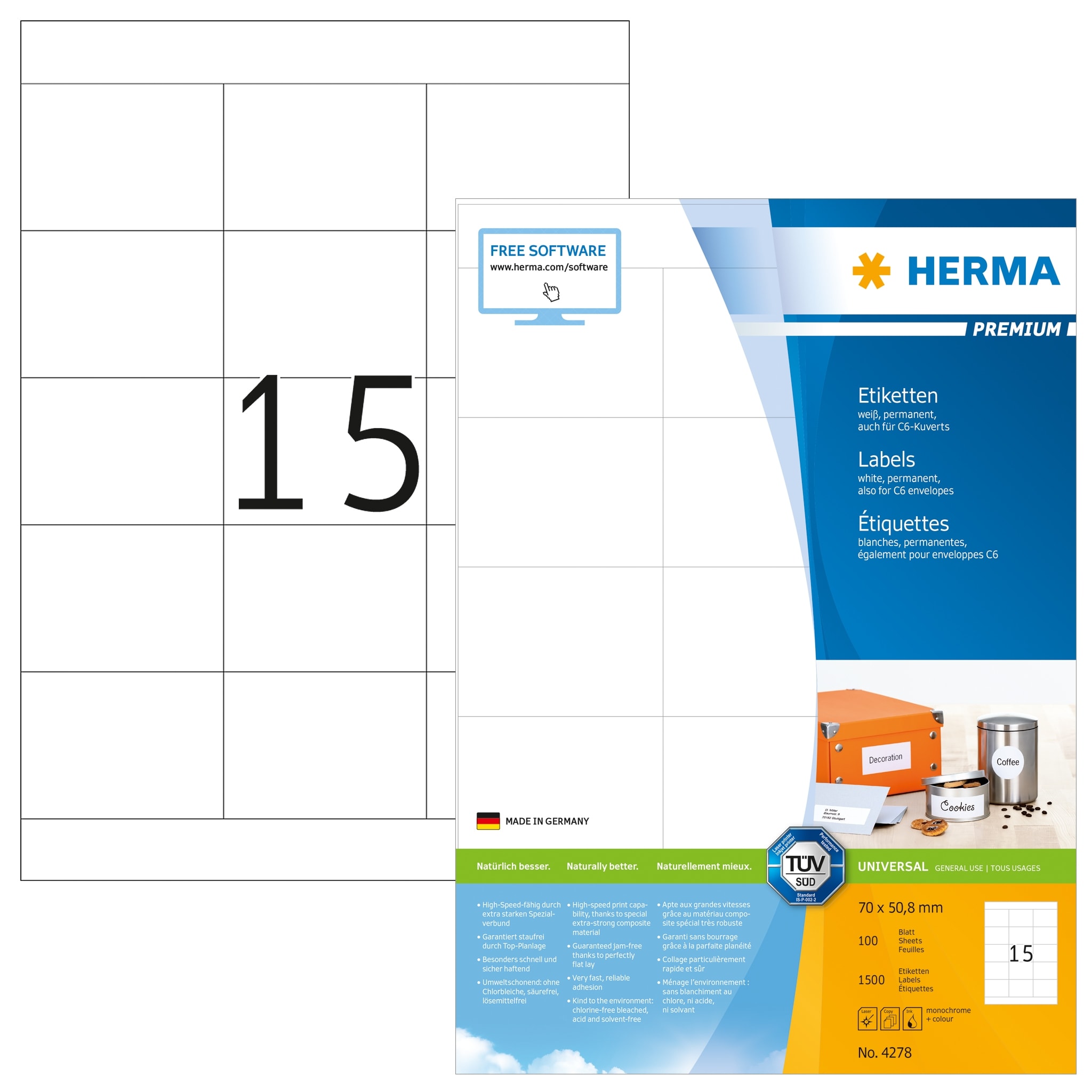Label Herma Super Print A4 100Sh/Pack White