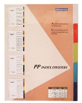 Divider Bindermax A4 Plastic Color 5Tabs T-90