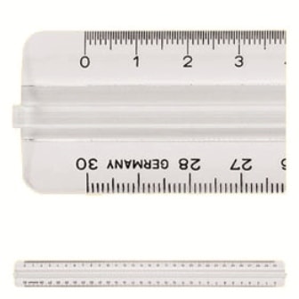 Ruler Plastic M+R 1330 0000 Size 30 Cm W/Grip Transparent