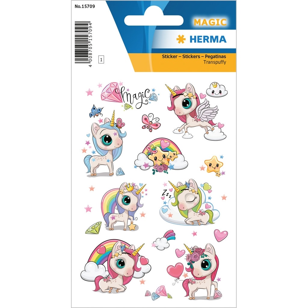Sticker Magic Enchanted Unicorn Transpuffy