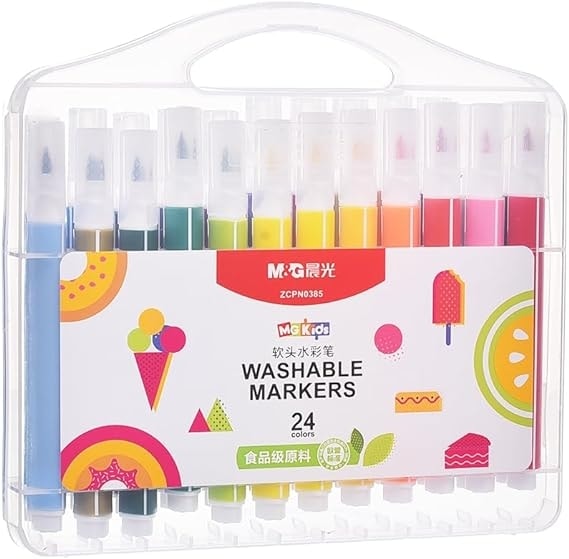 Marker M&G Soft Brush Washable Traingular 24/Pack Zcpn0385