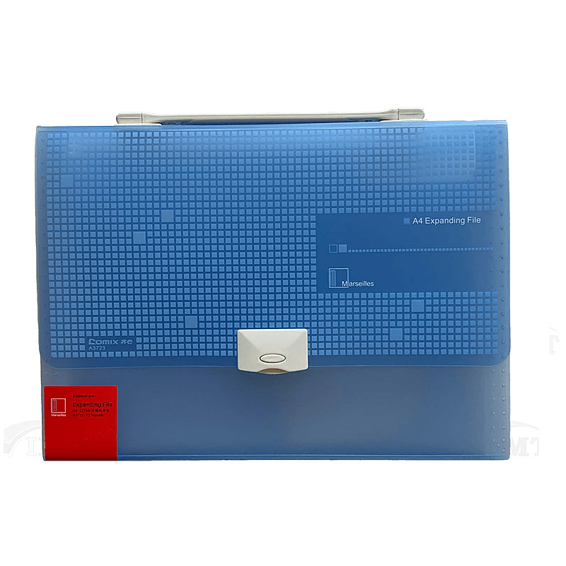 Expanding File Comix Marseille Pp A4 13 Pockets W/Handle Blu