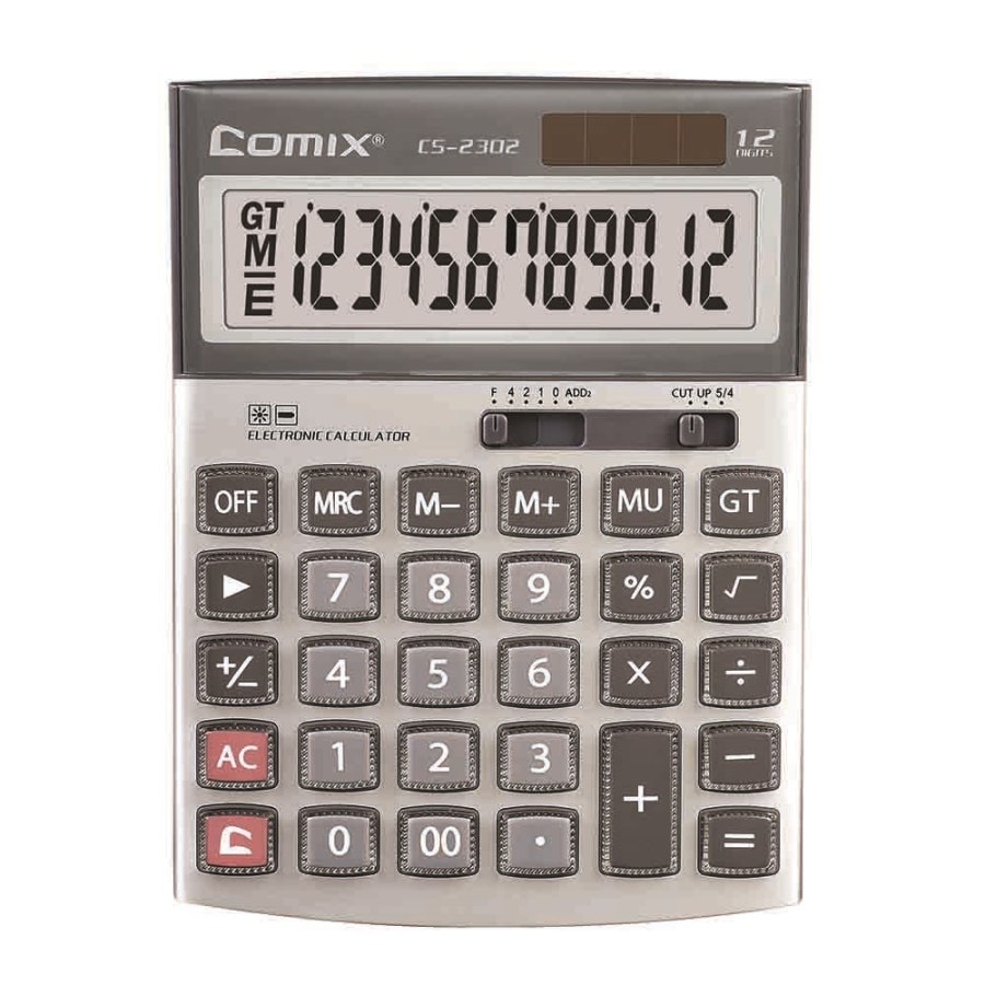 Calculator Comix 12 Digits Grey Cs-2302