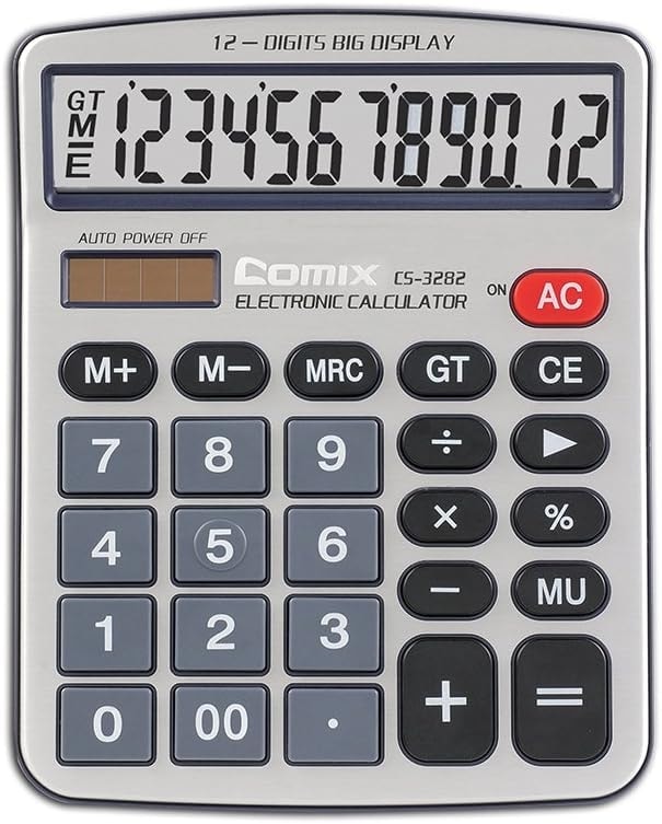 Calculator Comix 12 Digits Grey Cs-3282