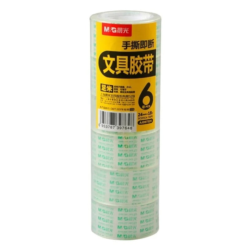 Tape Transparent M&G 24Mmx30Y 6Pcs Clear Ajd97325