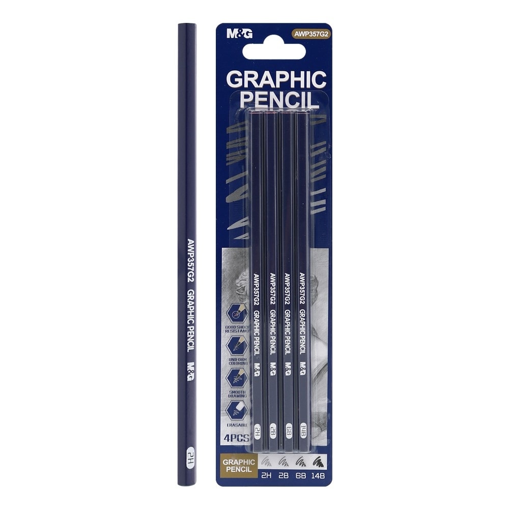 Pencil M&G 2H 2B 6B 14B 4/Pack Graphic