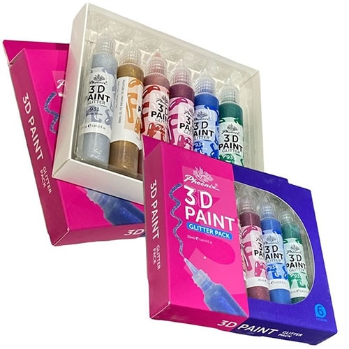 Acrylic Paint Phoenix 3D Glitter 6/Pack