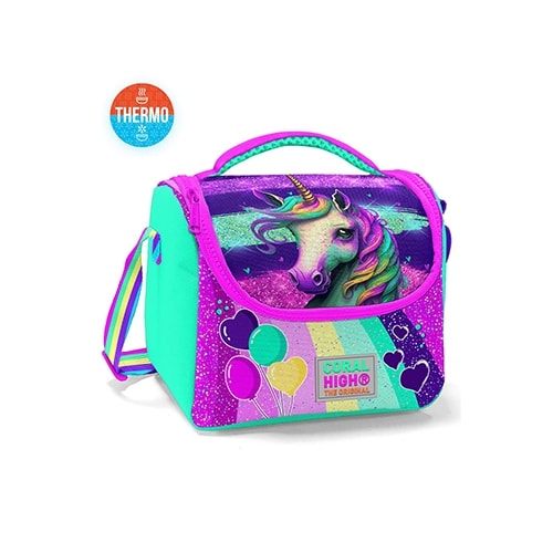Lunch Bag  Unicorn Balloons Coral High Thermo