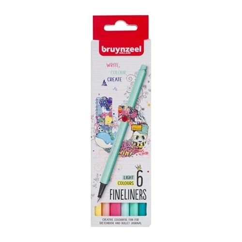 Fineliner Bruynzeel set light | 6 colours