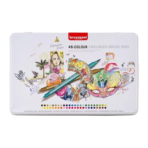 Fineliner Bruynzeel /brush pen set | 48 colours