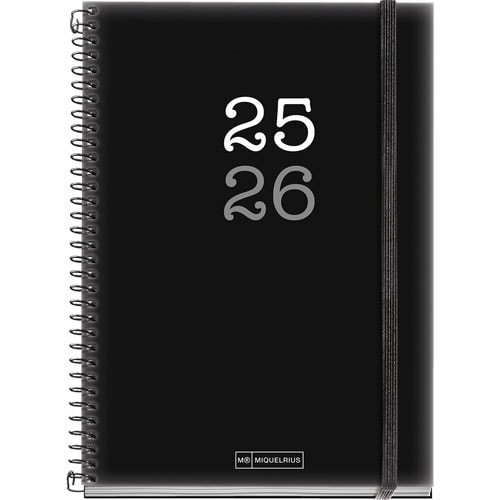 Diary 2025-2026 Mr College W/Elastic Black