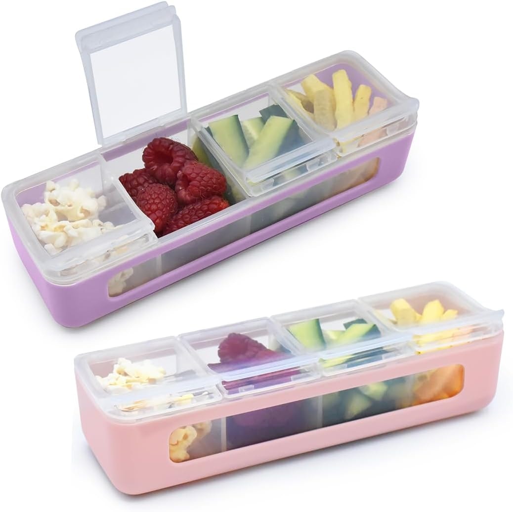 Melii Snackle Box- 4 Compartment PINK/PURPLE
