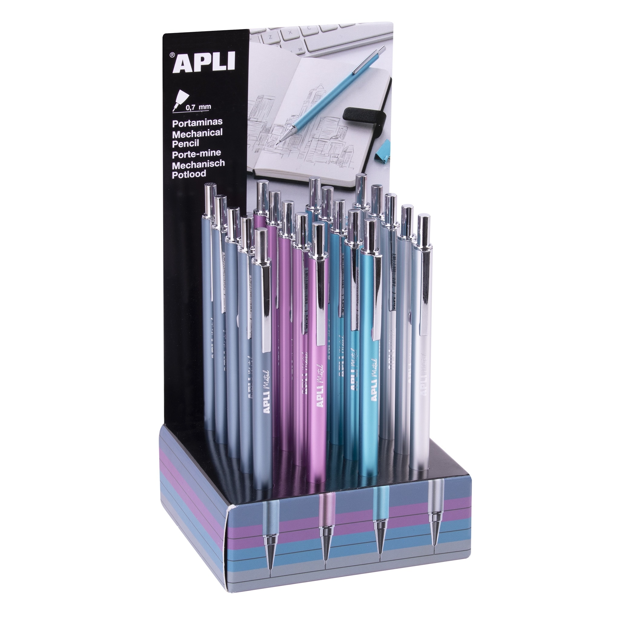 Mechanical Pencil 0.7Mm Metal With Cap And Eraser- Apli