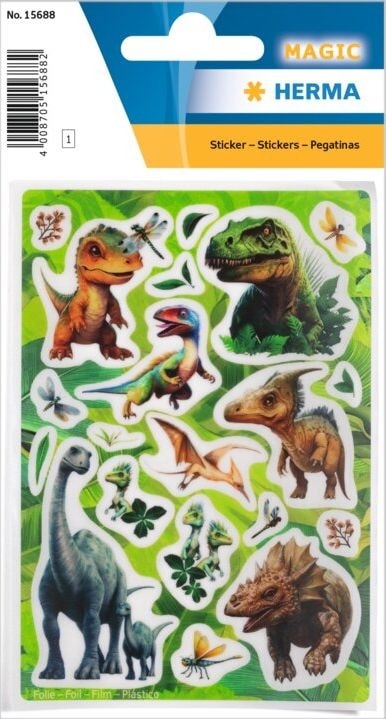 Dino World Foil Glittery - Sticker Herma