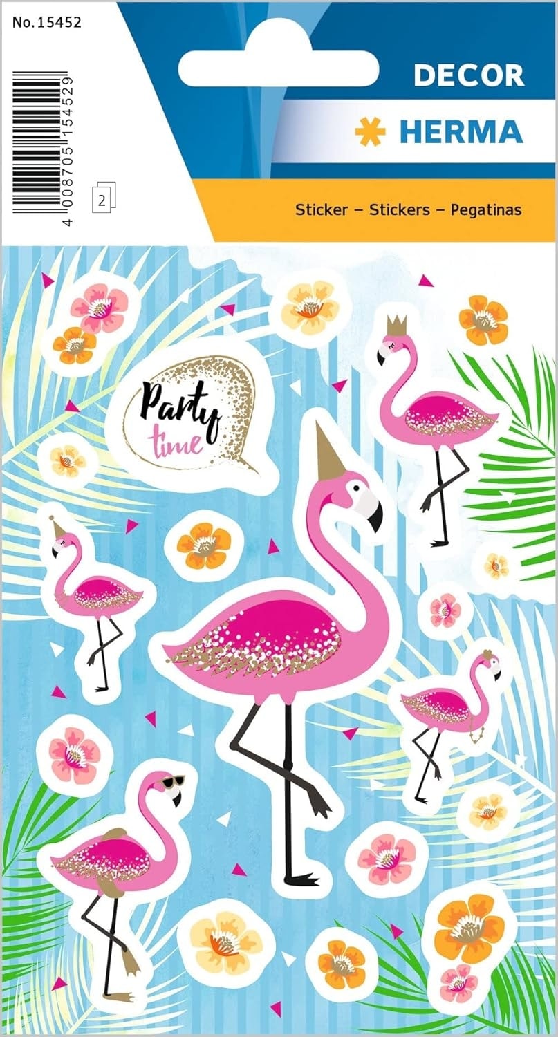 Flamingo Party Time Glittery - Sticker Herma