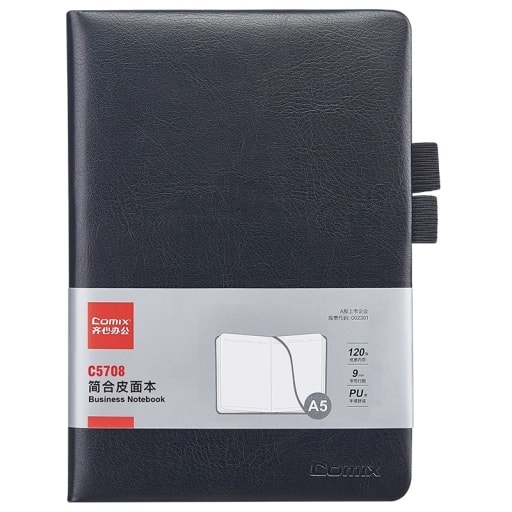 Notebook Comix A5 Ruled 120Sh Pu Open Pen Black C5708