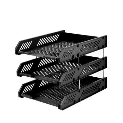 Letter Tray Comix A4 Plastic 3-Tier Document Black B2060