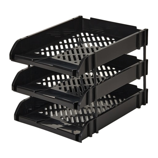 Letter Tray Comix A4 Plastic 3-Tier Document Black B2068