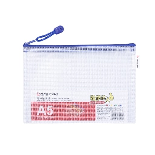 File Envelope Comix Pvc A5 W/Zipper Mesh Assorted A1156
