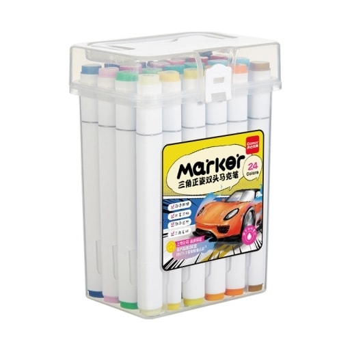 Marker Comix Double Tip Triangular 1-6Mm 24/Pack Zymk07-24