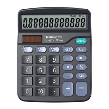 Calculator Comix 12 Digits Black C-837H