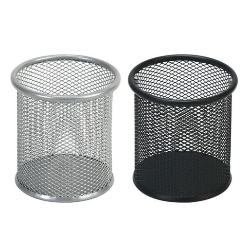 Pen Holder Comix Round Metal Small Holes 90X100Mm Black B2259