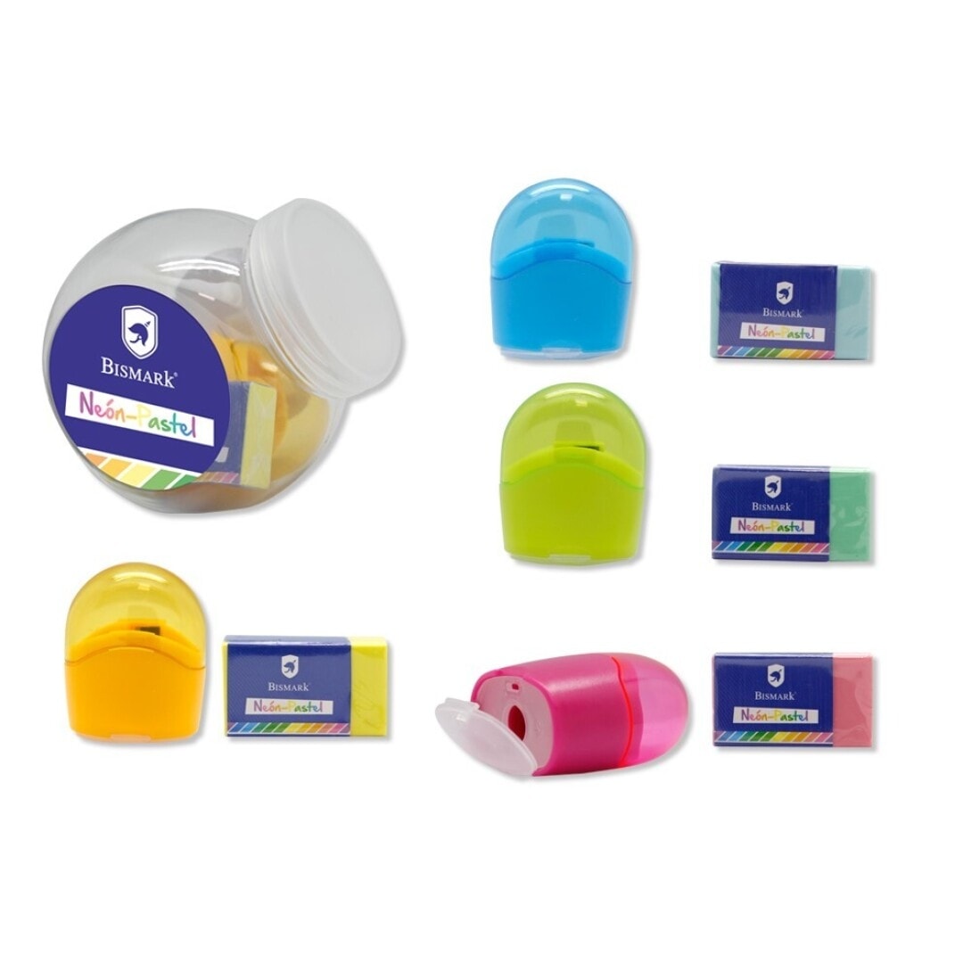Sharpener And Eraser Bismark Mini Can Pastel 328144