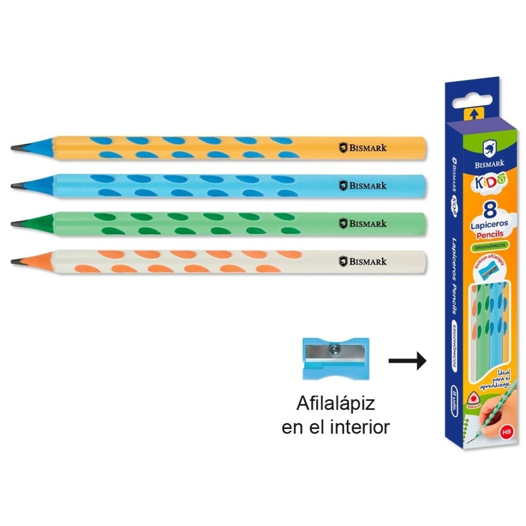 Pencil Bismark Hb Ergonomic 8 Pcs + Sharpener 332556