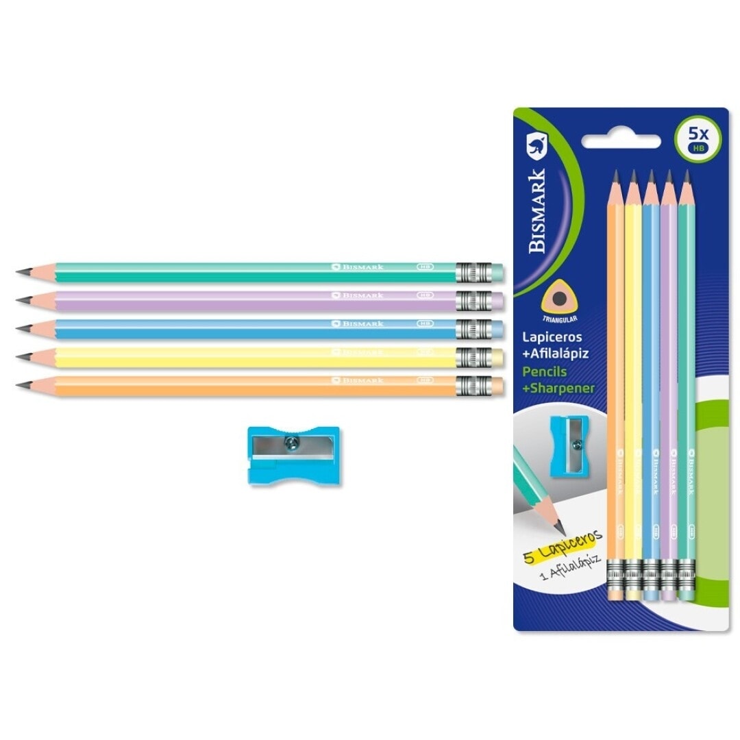 Pencil Bismark Hb 5/Pack With Sharpener Neon 332552