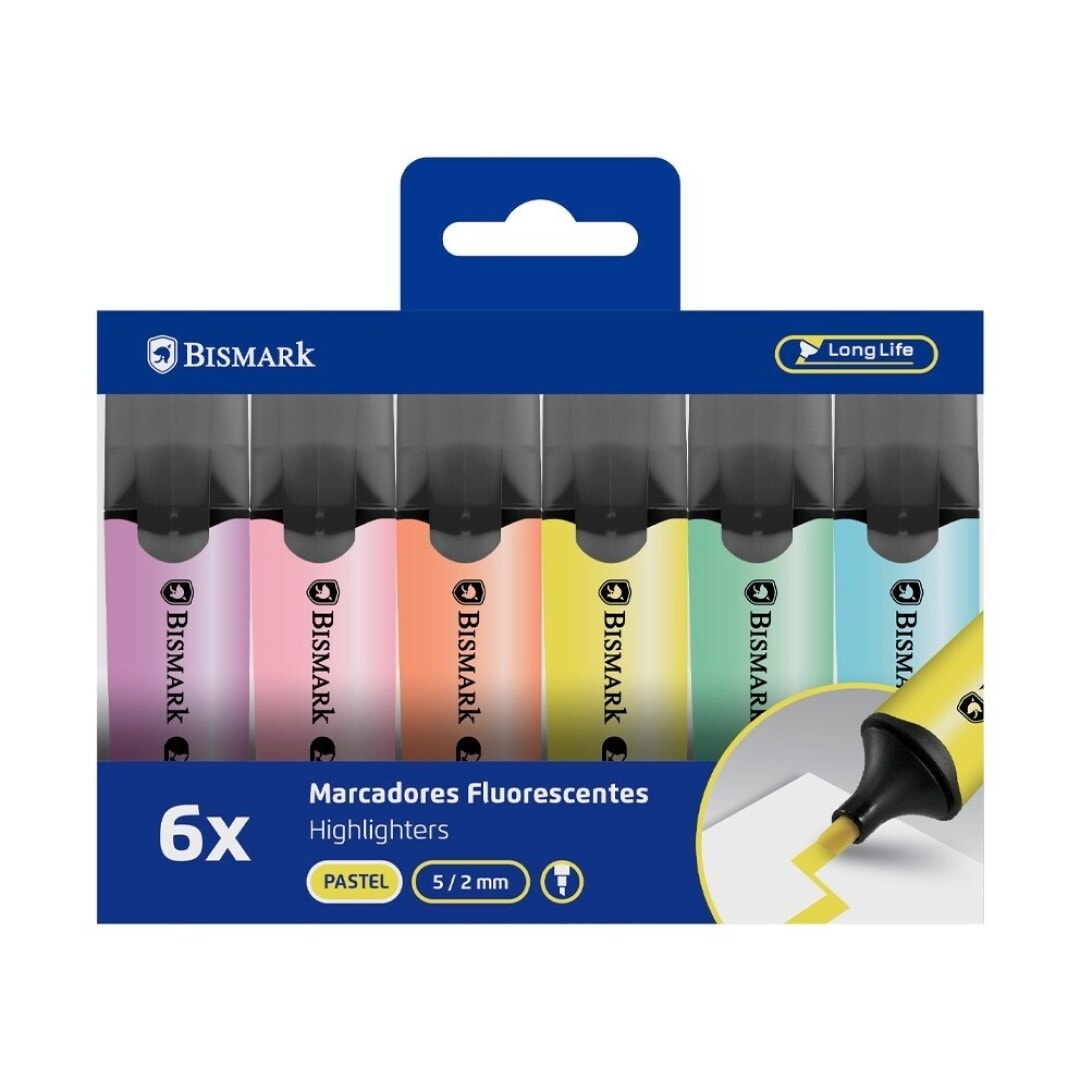 Highlighter Bismark 6/Pack Long-Life Pastel 332209