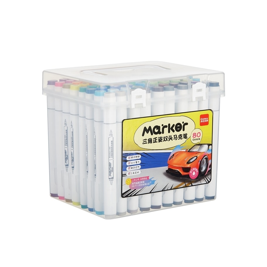 Marker Comix Double Tip Triangular 1-6Mm 80/Pack Zymk07-80