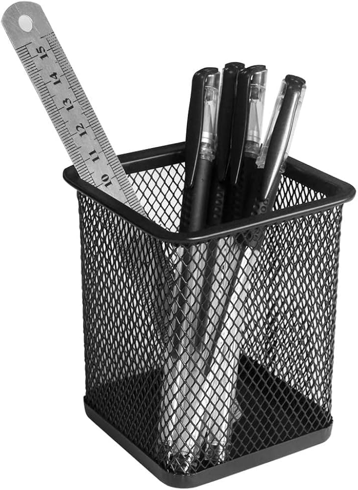 Pen Holder Comix Square Metal Small Holes Black B2003